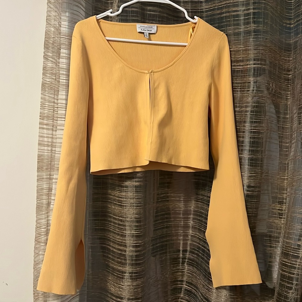 & Other Stories Yellow Ribbed Cropped Cardigan Size M New